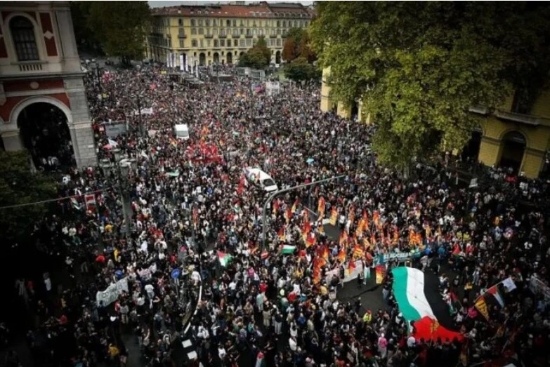 Viva la huelga del pueblo de Italia por Palestina!