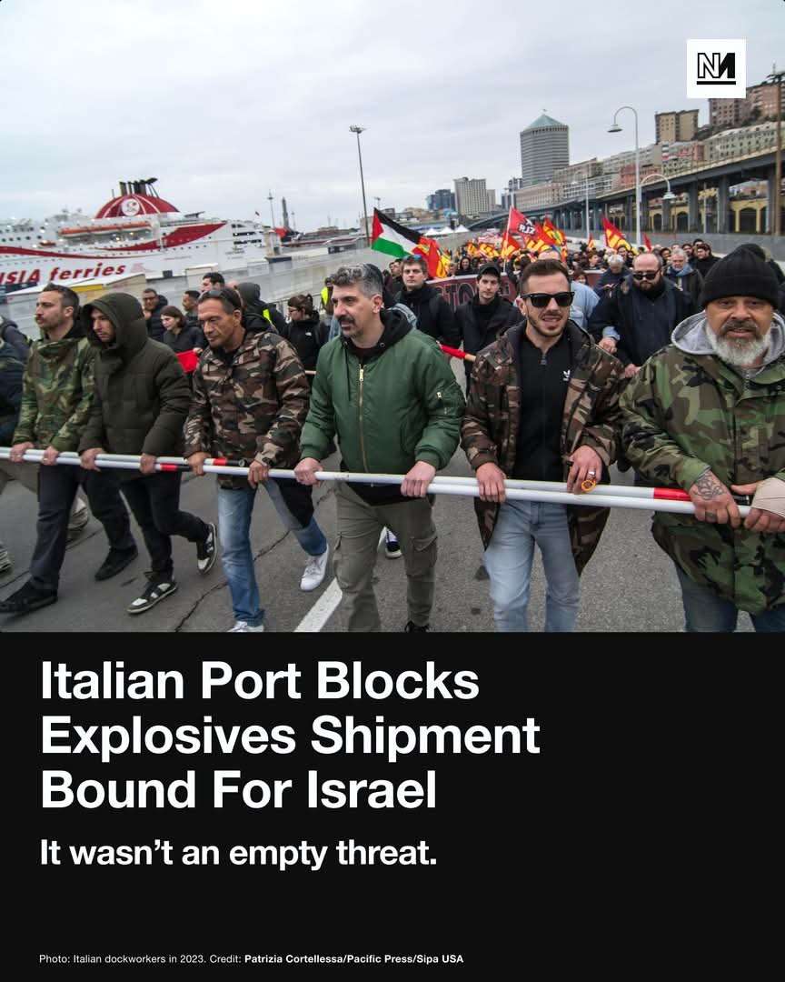 The Italian port of Ravenna has blocked two containers bound for Israel,