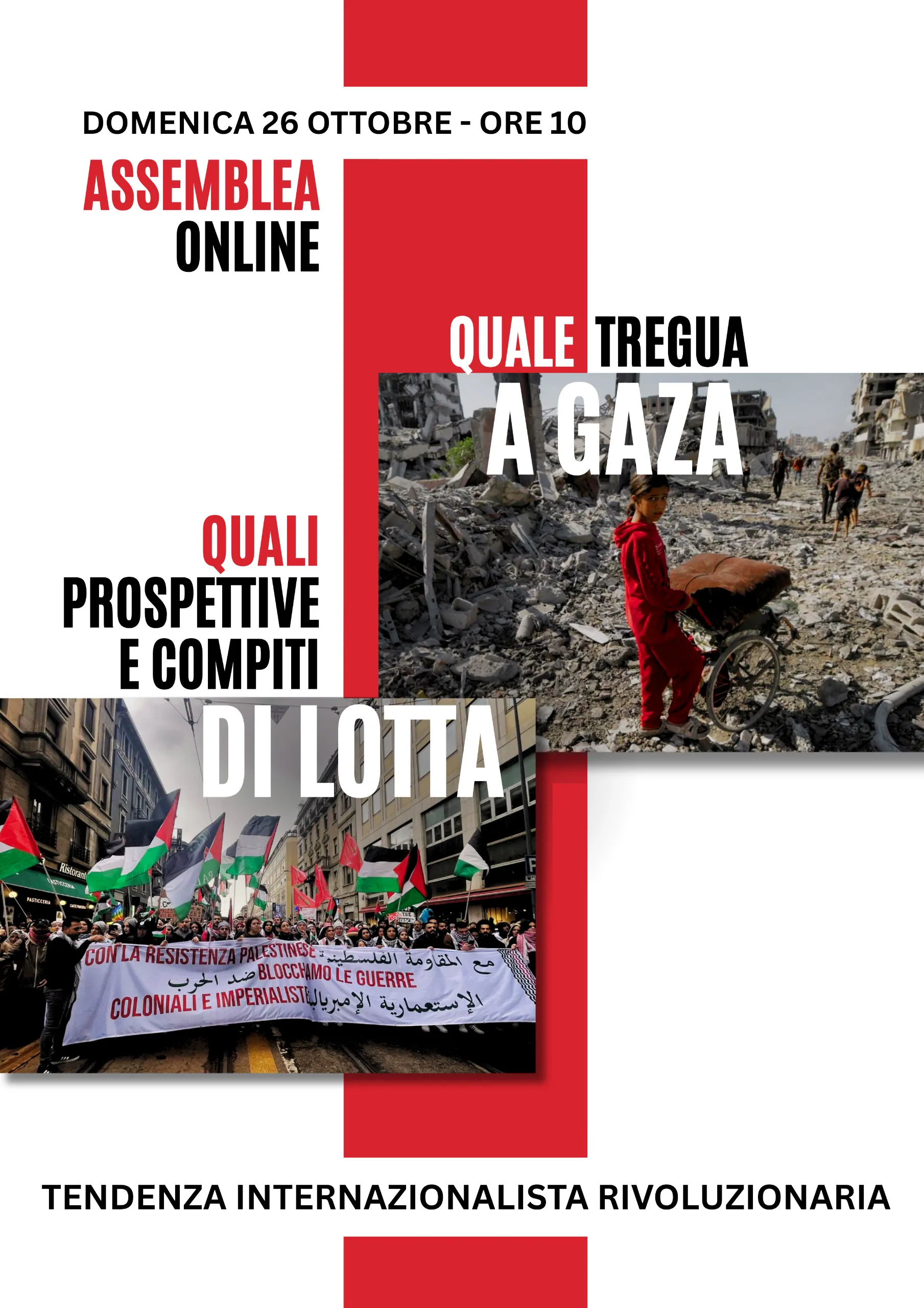 Quale tregua a Gaza – Quali prospettive e compiti di lotta / Assemblea on line domenica 26 ottobre – TIR