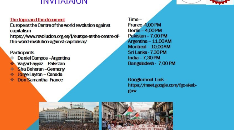 INVITATION -Europe at the centre of the world revolution against capitalism